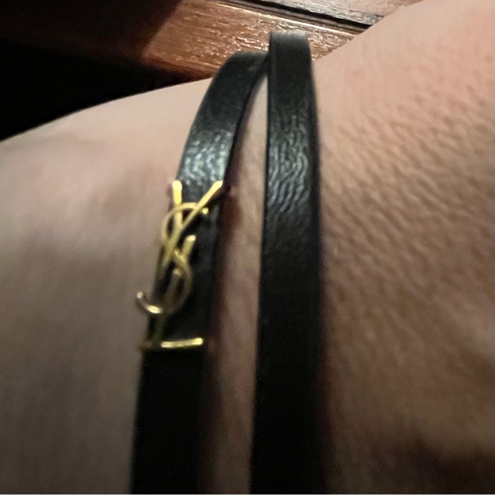 YSL black leather bracelet